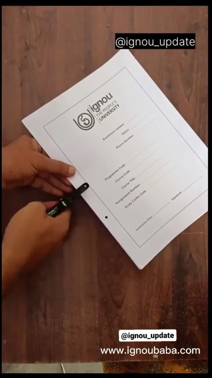 IGNOU assignment front page sample shown in the video
