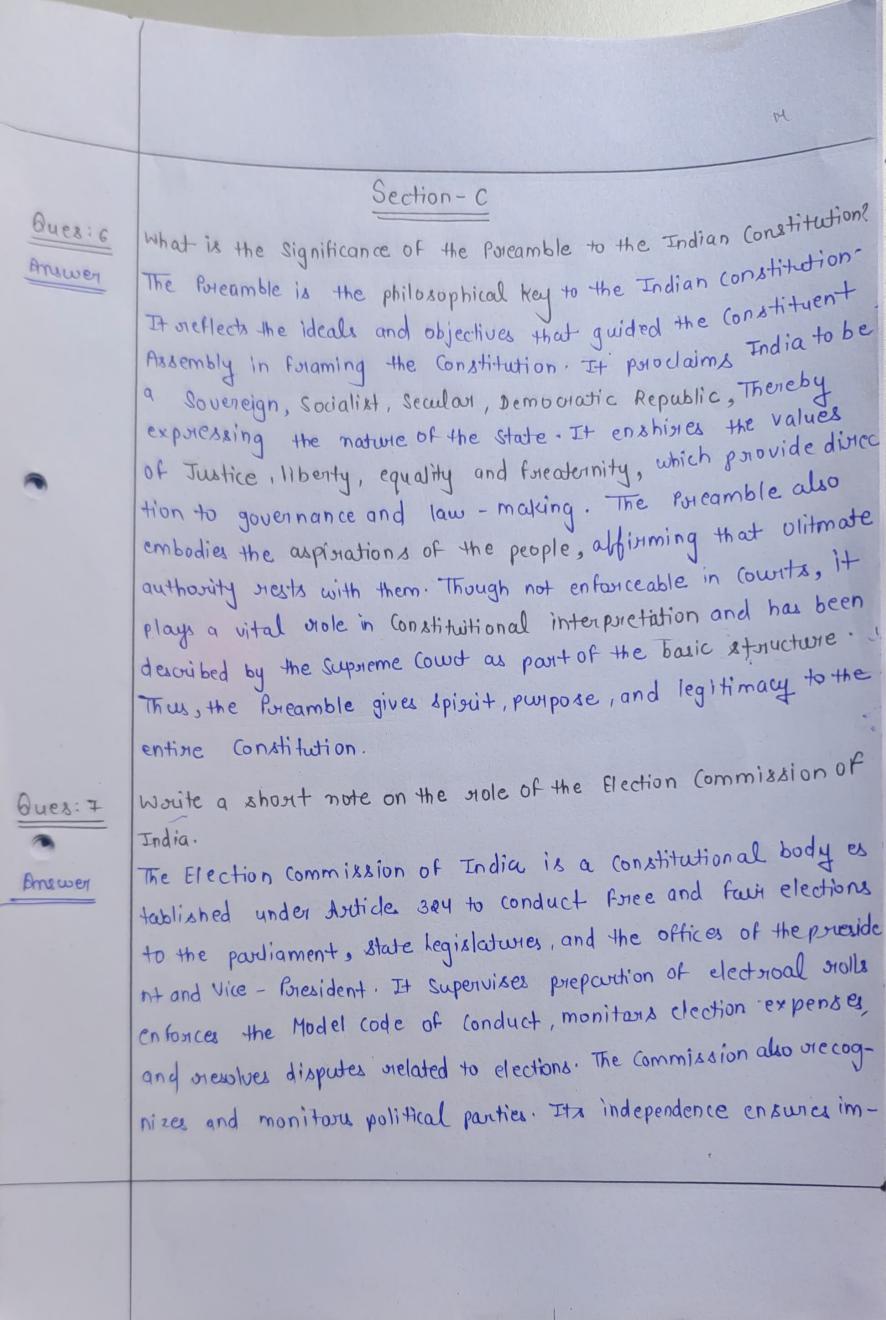 IGNOU assignment handwritten presentation sample with structured answers