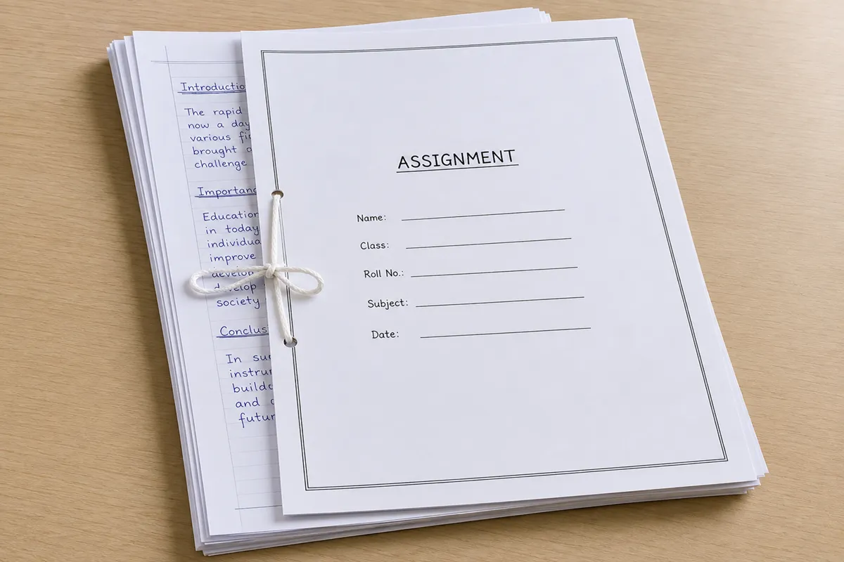 IGNOU assignment pages tied with thread