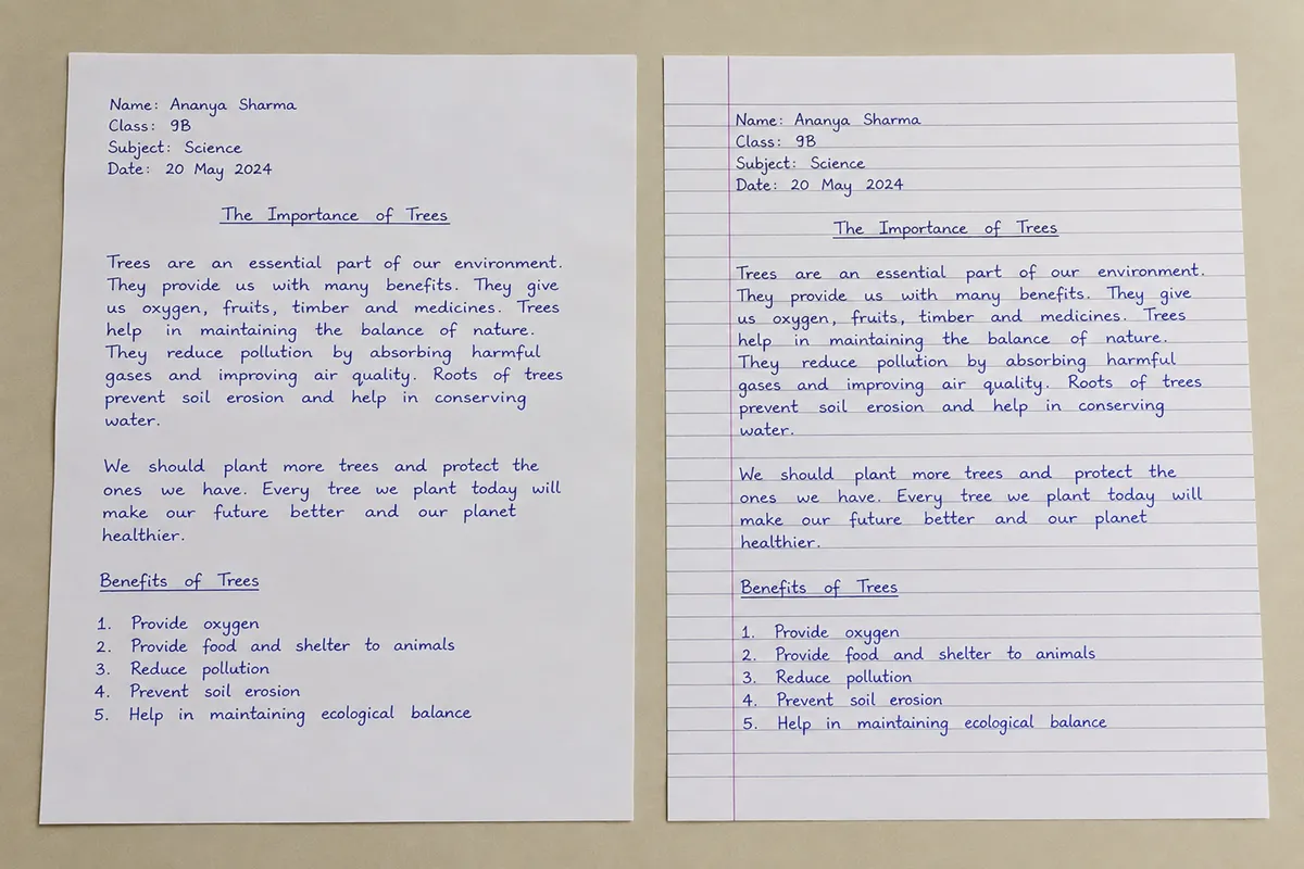 IGNOU assignment plain sheet vs ruled sheet example