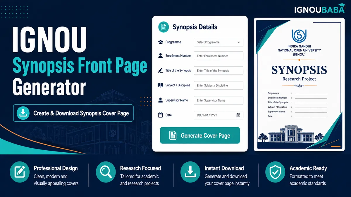 IGNOU Synopsis Front Page Generator
